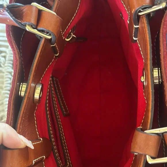 Dooney & Bourke Red Satchel with Leather Trim - Picture 4 of 16